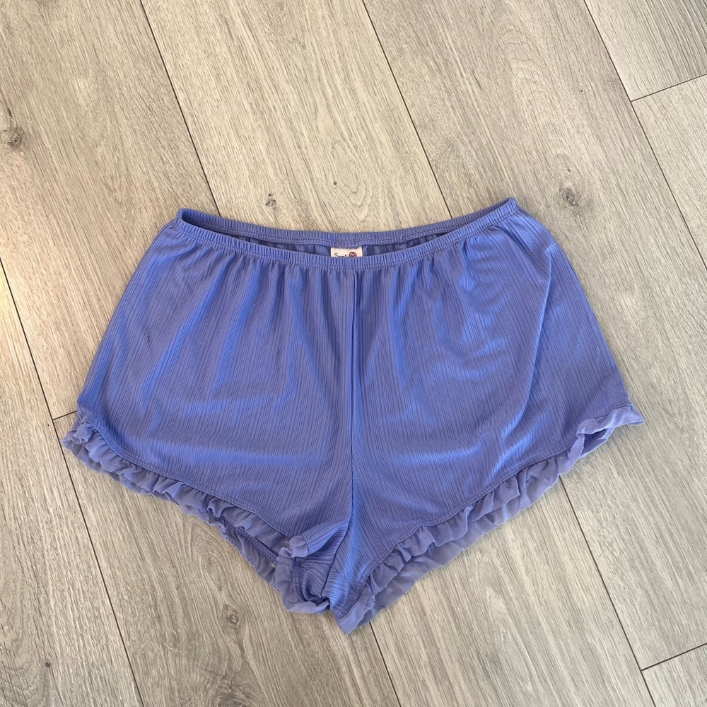 Blue Ruffled Lounge Boy Shorts - Picture 1 of 2